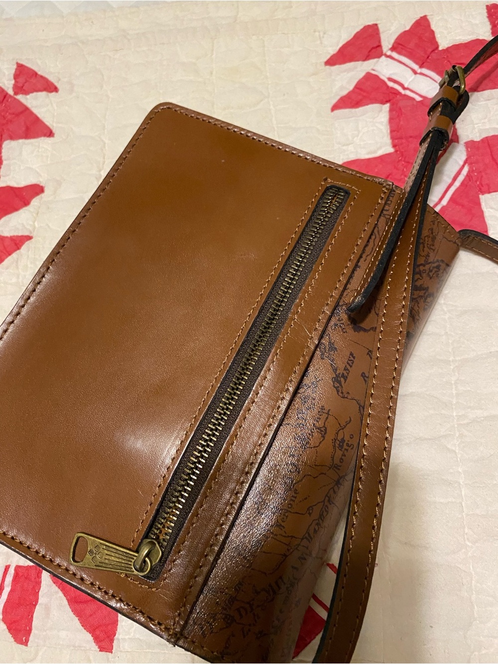 Tan leather Crossbody Wallet Purse - Picture 3 of 5